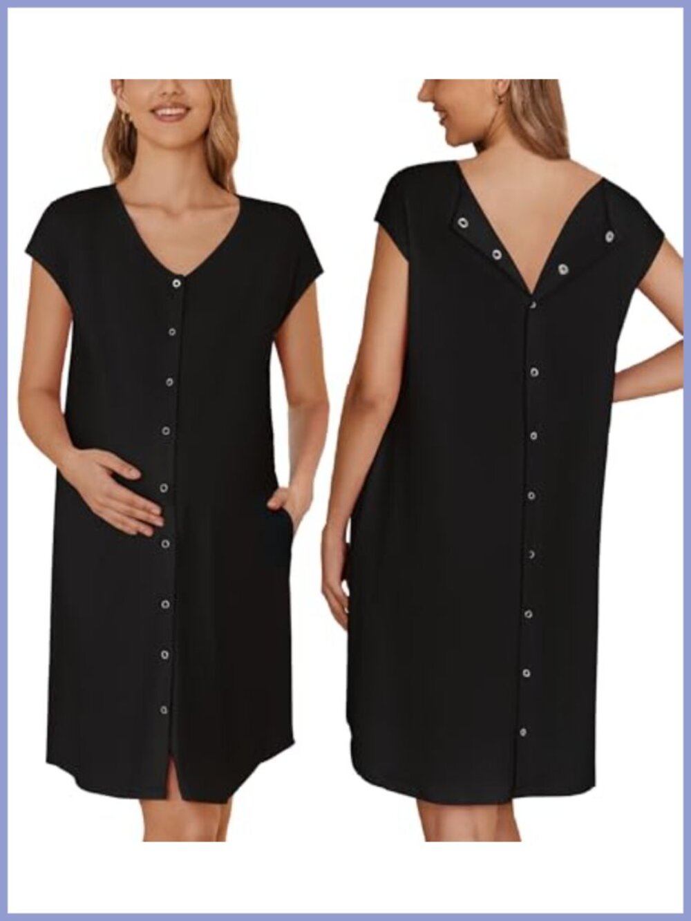 Labor and Delivery Gown Nursing Dress Button Front Nightgown